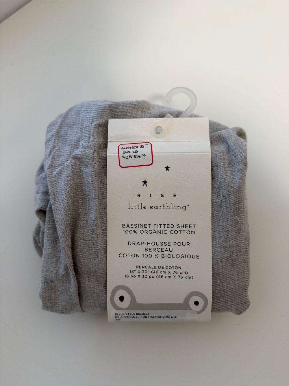 Little Earth Gray Bassinet Fitted Sheet - Organic Cotton